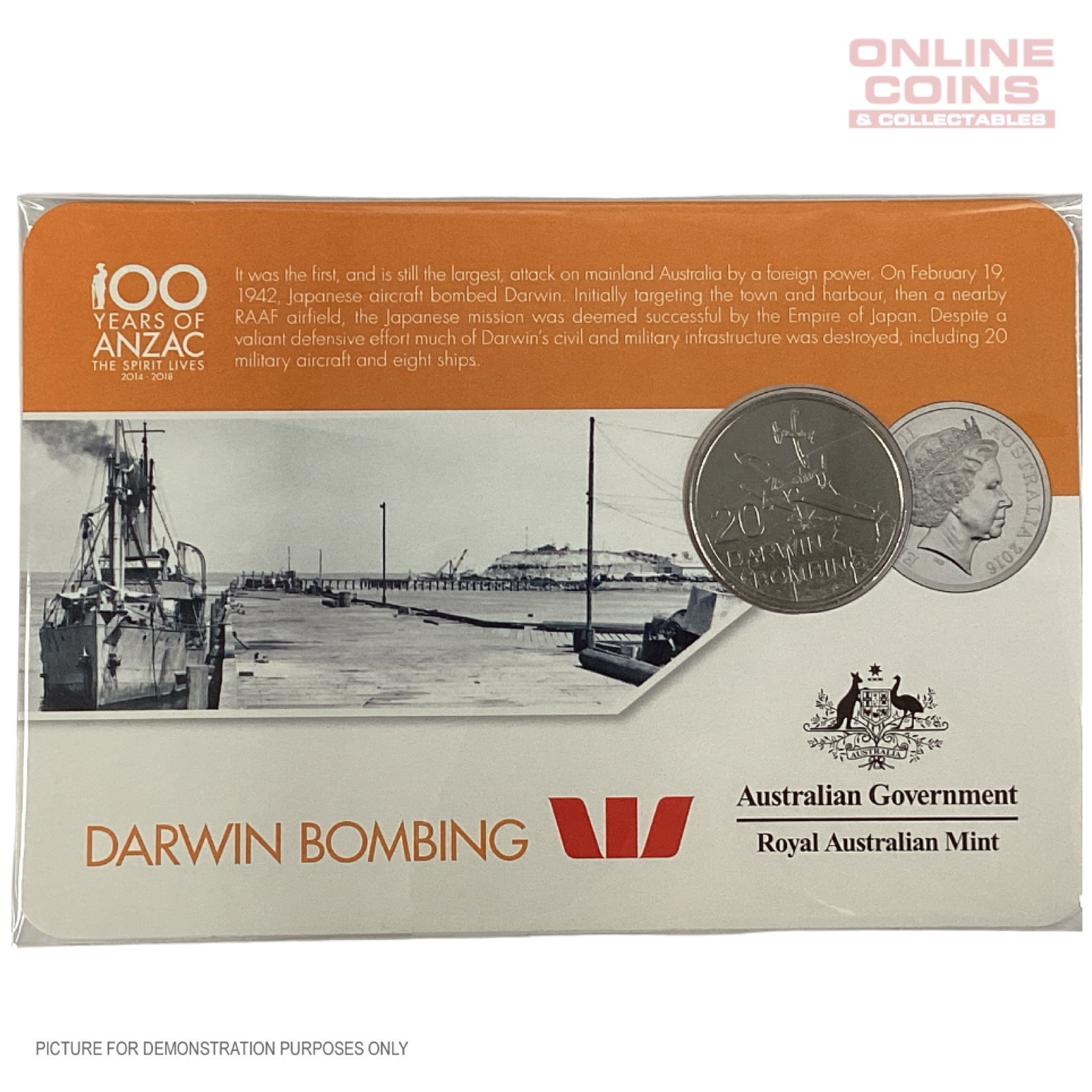 2016 - Royal Australian Mint - 100 Years of ANZAC - Darwin Bombing